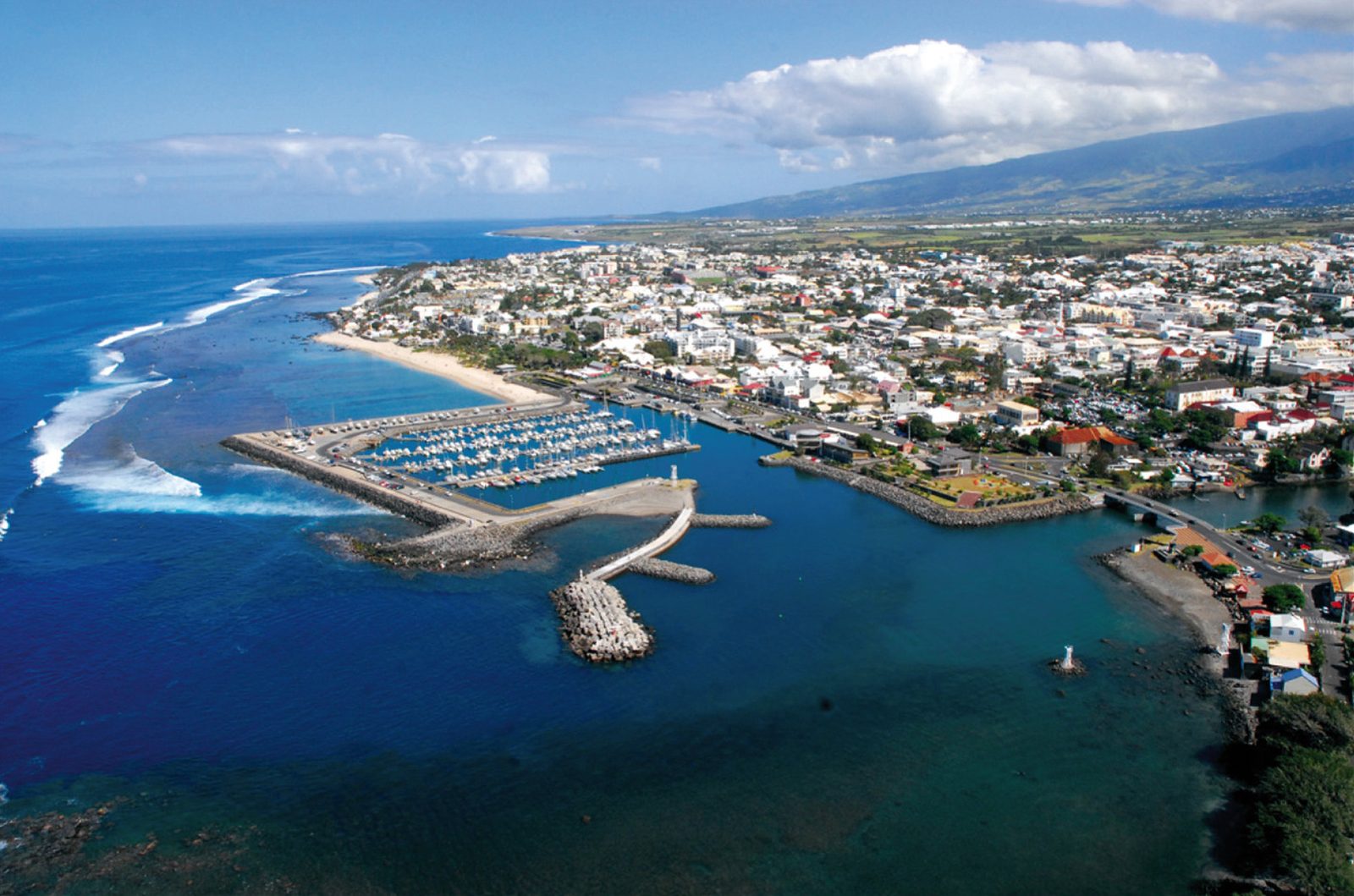 Aerial view of the Réunion Island coastline, the French Indian Ocean island where the first confirmed piece of MH370 debris washed ashore in July 2015