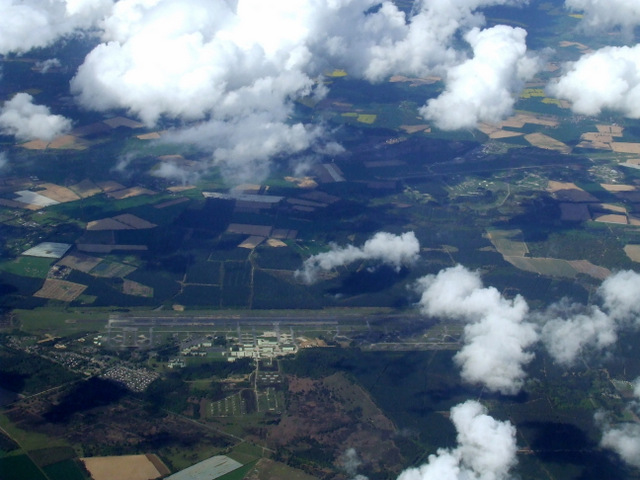 Aerial view of RAF Woodbridge and the former RAF Bentwaters, the twin NATO airbases either side of Rendlesham Forest, Suffolk