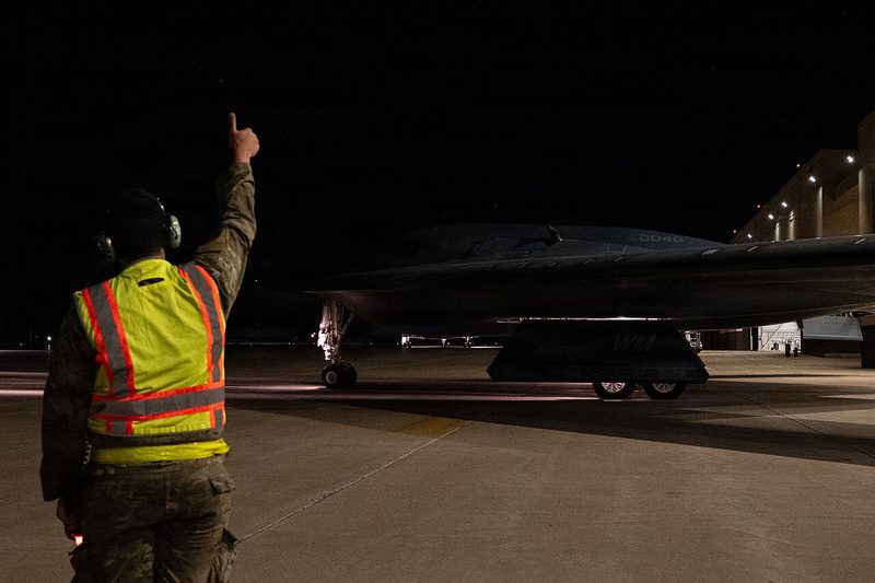 B-2 Spirit stealth bomber departing on a mission