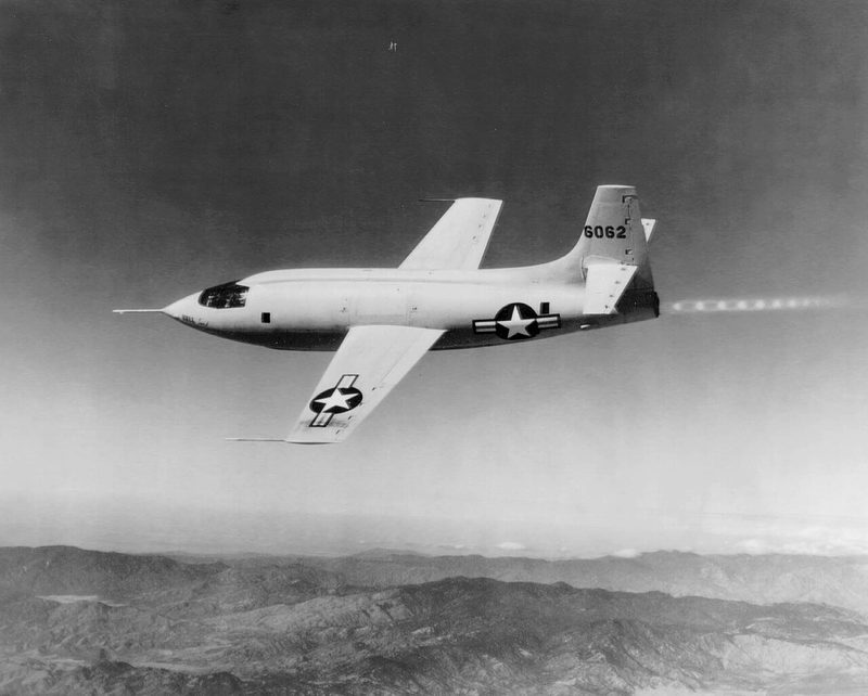 The Bell X-1 rocket plane in flight