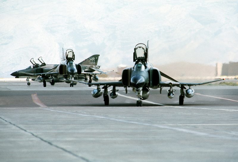 A pair of F-4E Phantom II fighters photographed in Iran in 1977, a year after the incident