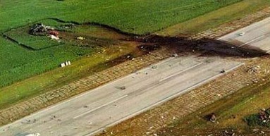 The initial touchdown area at Sioux Gateway Airport where United Airlines Flight 232 crash-landed
